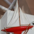 Vintage Pond Sailboat with Red Hull