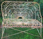 SOLD - Unusually intricate iron and wire garden bench