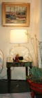 Mirrored Side Table & Lucite Lamp