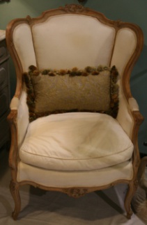 Louis XV Style French Wing Chair With Carved Frame