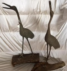 Pair of Antique Japanese Bronze Cranes