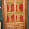 Antique pine corner cupboard with glass & panels 36"w X 80" h