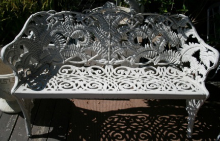 Vintage Fern Design Cast Iron Garden Bench.  This pattern was originally designed by Coalbrookdale Co. in 1860.