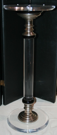 SOLD - Lucite and Chrome "Haziza".  36" tall pedestal.