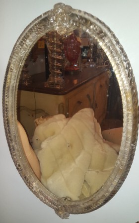 Venetian glass framed oval mirror