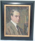 A self portrait of Clarence Hinkle, oil on canvas in original frame, sight size 11" x 14"