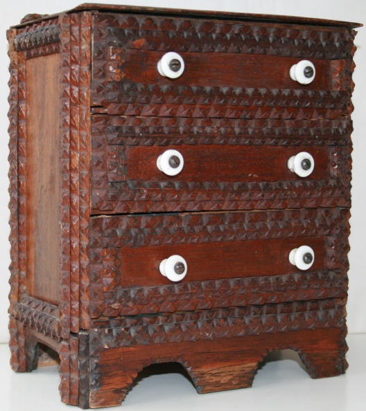 Tramp art mini chest of drawers