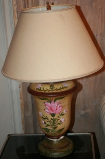 Hand painted wood base table lamp