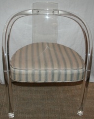 SOLD - Charles Hollis Jones pair of mid century lucite arm chairs with upholstered seats