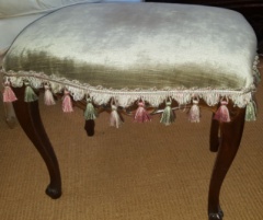 French Louis XV Style Tasseled Foot Stool