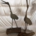 Pair of Antique Japanese Bronze Cranes