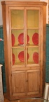 Antique pine corner cupboard with glass & panels 36"w X 80" h