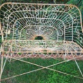 SOLD - Unusually intricate iron and wire garden bench