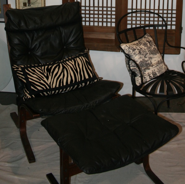 Designer Leather Chair and Ottoman.JPG